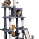 Yaheetech Large Multi-Level Cat Tree, 63 Inches Tall with Sisal-Covered Scratching Posts, Condo, Hammock, Dangling Ball, and Extended Platform for Cats to Play and Sleep (Dark Gray)