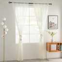 Youleyar Solid Sheer Rod Pocket Curtain Voile Draperies 2 Panels White Beige Black Grey Coffee 52 Inch Width 72 Inch Long 1 Pair for Kitchen Bedroom Children Living Room Yard(Ivory,52Wｘ72L)
