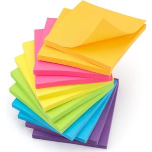 YISAN Sticky Notes 3x3 Inch, Bright Colors,12 Pads Self-Stick Pad,50 Sheet/Pad for Office,Home,71136