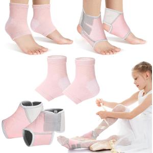 Tarpop 2 Pairs Kids Ankle Brace Set Foot Support Stabilizer Wraps Protector Guard Knitted Ankle Sleeve Sock Support Compression Socks for Injury Prevention (Pale Pink, Medium)