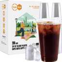 Turbo Bee 24 OZ 200 Sets Clear Plastic Cups with Strawless Sip Lids, To Go Crystal Clear Disposable Plastic Cups with Lids for Iced Coffee, Smoothies, Soda, Lemonade, Cold Beverage