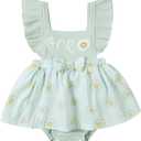 Valcatch Baby Girl Romper Clothes First Birthday Outfit Newborn Infant Ruffle Sleeveless Summer One-Piece Bodysuit Jumpsuit (Green)