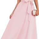 ZESICA Women's 2025 Summer Sleeveless Halter Neck Ruffle Tiered Layed Chiffon Flowy Swing Long Midi Dress S