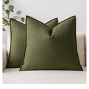 MIULEE 26x26 Inch Pack of 2 Decorative Euro Shams Linen Pillow Covers Boho Farmhouse Modern Soft Accent Throw Pillows for Bed Neutral Cushion Covers Sofa Couch Living Room Home Decor, Olive Green