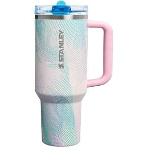 STANLEY Quencher ProTour Flip Straw Tumbler with Leakproof Lid 40 oz | Built-In Straw & Handle | Cupholder Compatible for Travel | Insulated Stainless Steel Cup | BPA-Free | Sea Glass Plume