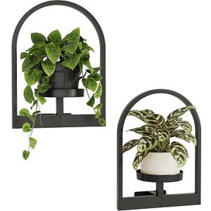 Bamworld Plant Stand Indoor, Plant Hanger Wall Planters for Indoor Plants Window Plant Shelves Plant Holder Wall Decor, Room Decor, Round (Patent Design, 2 Pack