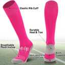 Ultrafun 4 Pairs Soccer Socks Men Youth Kids Cushioned Knee High Team Sports Football Socks (Pink, L)