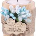 HTF Pack of 10 Baby Shower Decorations Wood Tealight Candle Holder, Gender Reveal Favors, Babyshower Wood Candle Holders (BS-Blue, Light Brown)