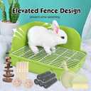 RUBYHOME Rabbit Litter Box Toilet, Plastic Square Cage Box Potty Trainer Corner Litter Bedding Box Pet Pan for Small Animals, Rabbits, Guinea Pigs, Chinchilla, Ferret, Galesaur, 11.4 Inches (Green)