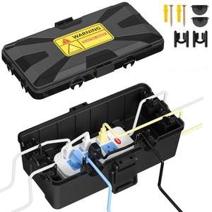Outdoor Electrical Box Waterproof 10.3 x 5.9 x 3.7 in, IP54 Waterproof Extension Cord Cover Outlet Box, Weatherproof Connection Box for Electronics Outside, Power Strip, Light, Plug (medium)