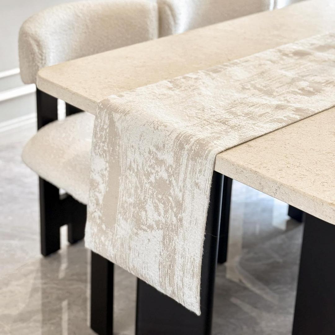 Beige Table Runner Modern Art Farmhouse Table Runners Retro Rustic Style for Kitchen Dining Table Coffee Home Decor (Beige, 12"x108")