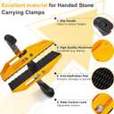 Double Handed Stone Carrying Clamps,Panel Carriers Lifting Tools,660 LBS Heavy Duty Carry Clamp for 0-2.36in Glass Quartz Slabs Marble with Rubber-lined,Granite Lifting Clamp 2Pack Yellow