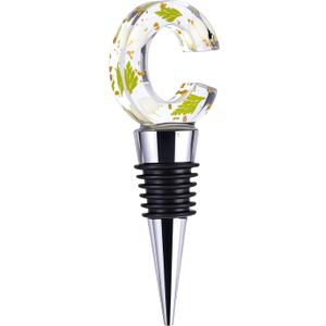 Personalized Stopper,Flower  Bottle Stopper Decor Resin  Stoppers for W Bottles Whiskey Stoppers Vacuvin for Wedding,Holiday,Birthday,Party and Gift (C)