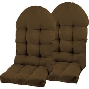 Adirondack Chair Cushion, Rocking Chair Cushion 44x19.4x4 inch, High Back Patio Cushions of Upper and Lower with Ties, Sunscreen and Fade-Resistant (Brown, 2)