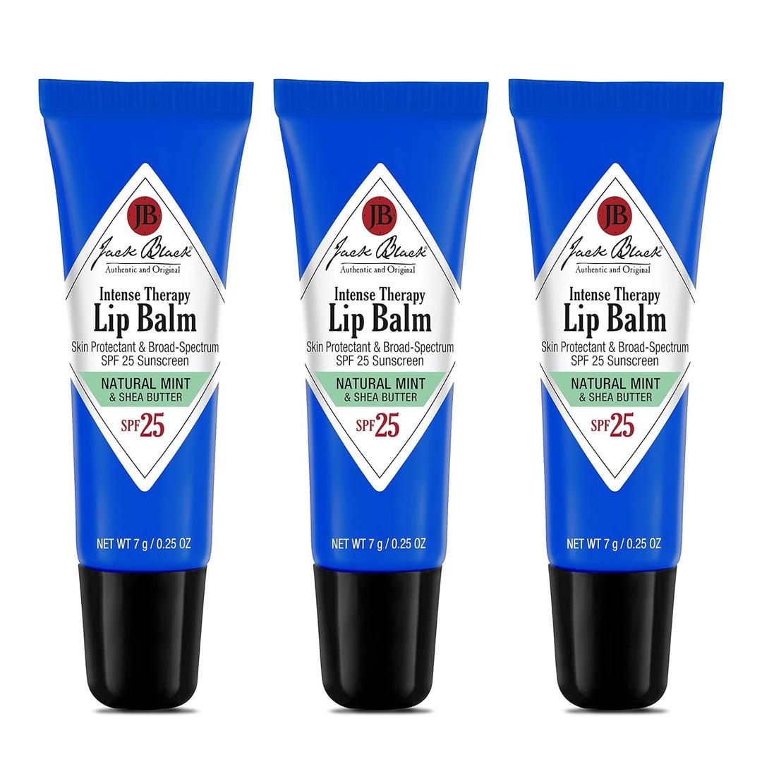 Jack Black Intense Therapy Lip Balm, 0.25-Oz.  SPF 25 Sun Protection, Lip Moisturizer, Hydrating Lip Balm with SPF, Lip Sunscreen (0.25 Ounce (Pack of 3))