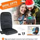 CARSHION Back Massager with Heat,Heated Seat Cover Cushion with 5 Vibrating Massage Nodes Chair Pad for Pain Relief Home Office Use
