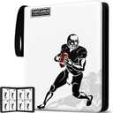 Card Binder 4 Pocket ，Trading Card Binder 400 Pockets Football Card Holder with 50 Removable Sleeves 3-Ring Zip Design Star/Ball/Sport Collectible Trading Card Albums Gifts for Boys Girls (Football), Small