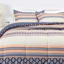 Amazon Basics Lightweight Microfiber Comforter Sets, 3-Pieces, Gray, Geometrics, Full/Queen