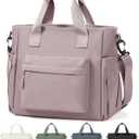 Insulated Lunch Bag Women Large Lunch Tote Bag with Shoulder Strap Adult Lunch Box Lunch Bags for Women Men Lunch Boxes for Work Pink Purple with Water Bottle Holder (16.5L)