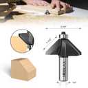 4 x 45 Degree Router Bit, Chamfer Router Bit 1/2 inch Shank, 1-1/2" Bevel Length and 27mm Cutting Height with an Angle of 45 Degrees for Angled Edges Woodworking