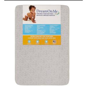 Dream On Me, 3 Inch Foam Pack and Play Mattress, White, White/Brown, 25C-GR (SR)