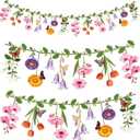 2PCS Flower Banner Reusable Wildflower Garland Floral for Spring Party Enchanted Garden Theme Picnic Wedding Baby Shower Birthday Tea Party Christmas Valentine's Day Supplies Home Decorations