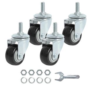 Finnhomy Stem Caster Wheels 2 Inch Heavy Duty Threaded Swivel Casters 3/8"-16x1 Set of 4 Premium Polyurethane Wheels PU Anti-wear Smooth Casters, Black