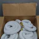 Fumete 6 Pieces Velvet Stanchion Rope Bulk 6.5 Feet Crowd Control Barriers Safety Velvet Rope with Polished Gold Hooks for Party Openings, Not Include Stanchion Post(White)