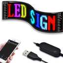 LED Matrix Panel Bluetooth APP Control USB 5V Flexible LED Screen Scrolling Text Pattern Animation Sign for Car Windows, Shop, Bar and Entrance