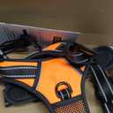 PHOEPET Reflective Dog Harness Large Breed Adjustable No Pull Vest with with Handle 2 Metal Rings 3 Buckles [Easy to Put on & Take Off](L, Orange)