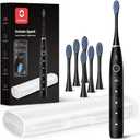 Oclean Electric Toothbrush for Adults, 150 Days Battery Life Electric Toothbrush, USB Rechargeable Sonic Travel Toothbrush with 6 Brush Heads & Travel Case, 5 Modes and Smart Timer (Black)