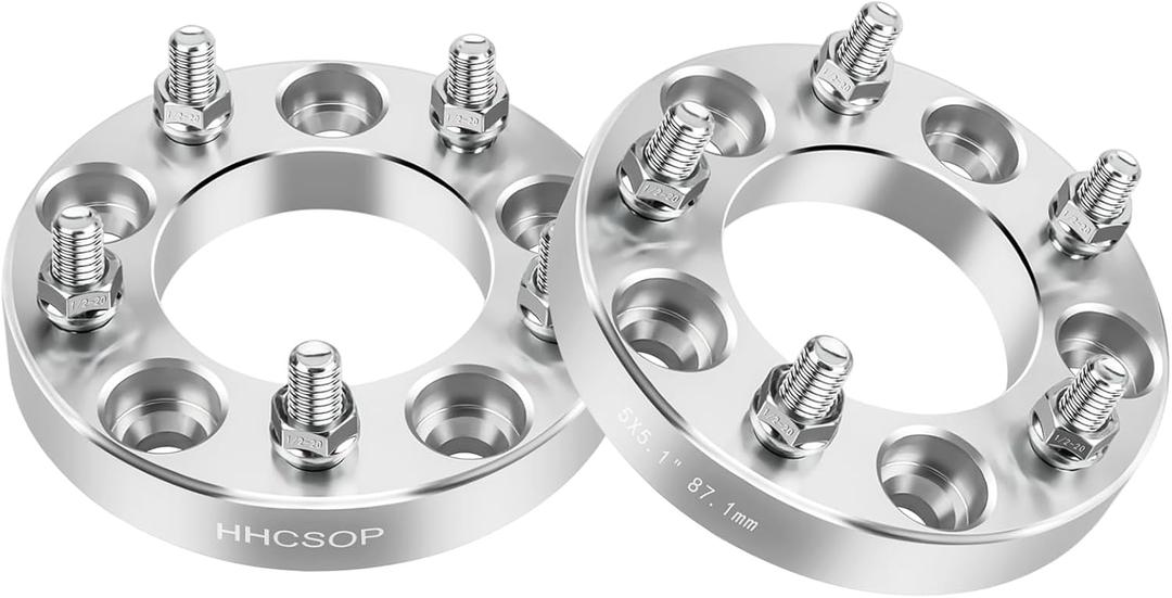 HHCSOP 5x5 Wheel Spacers 1 inch, Compatible with Jeep Grand Cherokee Wrangler Commander, 2PCS 5x127 Wheel Adapters Hub Bore 87.1mm & 1/2x20 Studs
