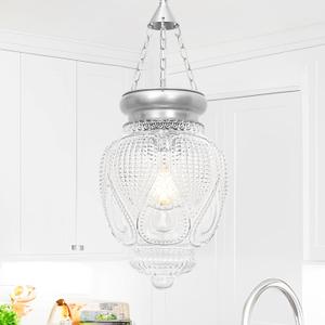 Modern Pendant Light, Brushed Nickel Pendant Light for Kitchen Island, Adjustable Hanging Ceiling Light Fixture, Large Farmhouse Pendant Kitchen Island Lighting for Dining Room Bedroom Bar Office