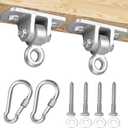 BETOOLL 2400lb Capacity Heavy Duty Swing Hangers for Wooden Sets Playground Porch Indoor Outdoor & Hanging Snap Hooks Silver Set of 2