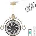 Orison Outdoor/Indoor Garage Ceiling Fan, 6 Speed Ceiling Mounted Plug-In Cord Garage Fan with Remote&APP, Manual Vertical Rotation