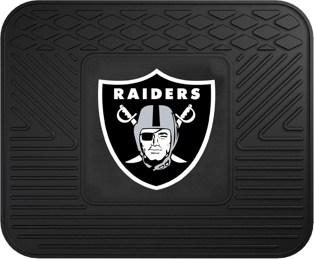 FANMATS 9985 Las Vegas Raiders Back Row Utility Car Mat - 1 Piece - 14in. x 17in., All Weather Protection, Universal Fit, Molded Team Logo