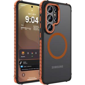 DEERLAMN Strong Magnetic Case for Samsung Galaxy S26 Ultra 6.9-Inch,[Compatible with Magsafe][Military Grade Drop Protection] Translucent Matte Shockproof Protective Phone Cover, Frosted Orange
