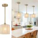 3-Pack Boho Rattan Pendant Light Fixtures, 7.67" Hand-Woven Hexagonal Hanging Pendant Lights, Coastal Farmhouse Mini Island Lighting for Kitchen Island, Dining Room, E26 Base
