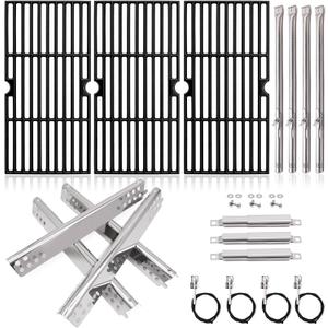 Grill Grates Replacement Parts for Charbroil Advantage 463344116, 16 15/16'' Cast Iron Grill Grates, Stainless Steel Burner Tubes, Heat Plates Shields, Adjustable Carryover Tubes and Igniters.