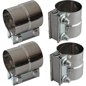 Exhaust Clamps Band Clamp 2.5" Lap Joint - Stainless Steel Lap Joint With 1 Block 4Pcs For 2.5" Od To 2.5" Id Exhaust Pipe, Muffler, Elbow And Exhaust Tubing Connection(4 Pack)