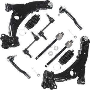 10PCS Suspension Kit Fits 2007-2014 for Ford Edge, 2007-2015 for Lincoln MKX (2 Front Lower Control Arms Sway Bars 4 Inner & Outer Tie Rods 2 Boots) 2008 2009 2010 2011 2012 2013