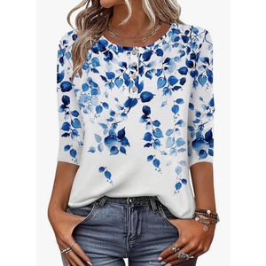 Zeagoo 3/4 Length Sleeve Women Tops Crew Neck Blouses Dressy Casual Summer T Shirts Loose Fit Business Work Clothes 2XL