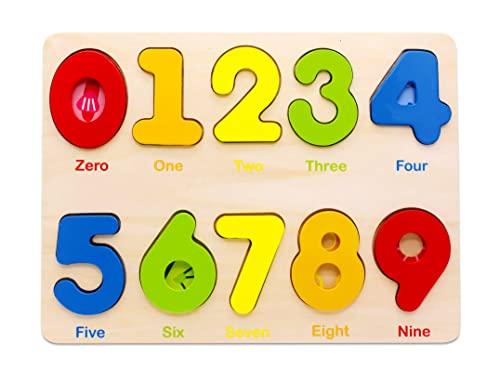Aile Wooden Preschool Learning Number Puzzles Toys for Kids Age 2-4， Educational Toys 8Pcs(no 7)