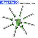 Hakkin 8pcs Keyhole Router Bit Set -1/4 Inch Shank T Slot Keyhole Router Bits Set, T-Track Slotting Milling Cutters Set for Wood (Green)