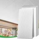 24 PCS 24x48 Inch Slat White Ceiling Tiles, 2x4 Ft Fluted Drop Ceiling Panels for Interior Decor PVC Waterproof Ideal for Bathroom Living Room Bedroom Office Commercial Spaces Cover 192 Sq.Ft