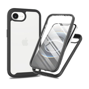 for iPhone 16e 2025 Case 6.1", for iPhone 16e 5G Phone Case with Built-in Screen Protector Clear Slim Back Cover Shockproof Rugged Heavy Duty Bumper Full Body Protective Case, Black