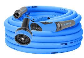 Kotto 100ft Heavy Duty Garden Hose, 5/8" All-Weather Water Hose with Crush-Resistant Brass Fittings, 600 PSI Burst Proof, Kink & Leak Resistant, Blue