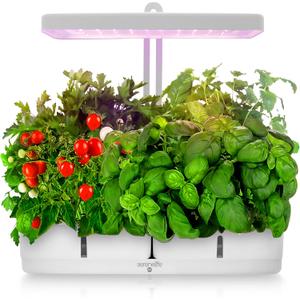 SereneLife Smart Indoor Garden - Hydroponic Herb Garden with 4000K Grow Lights Panel, Control Panel Settings, Water Stick, No Soil, Mess-Free, Height Adjustable, Grows Up to 6 Plants (White)