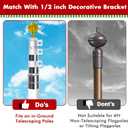 2 x Christmas Tree Flag Pole Mega Topper Light Hook for Hanging Xmas Tree Lights-Outdoor Telescoping Flagpole Christmas Tree Light Kit for Hanging Patio Yard Party Decoration(Black, 1PC)