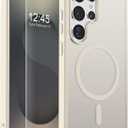 SUPFINE Magnetic for Samsung Galaxy S25 Ultra Case with Screen Protector, (Built-in Magnets) (Military Grade Drop Protection) Slim Translucent Shockproof Phone Case,Stone